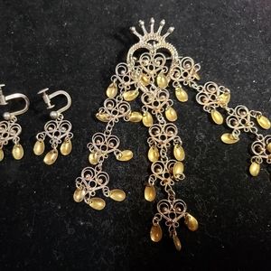 Vintage Sterling Silver Pin and Earrings